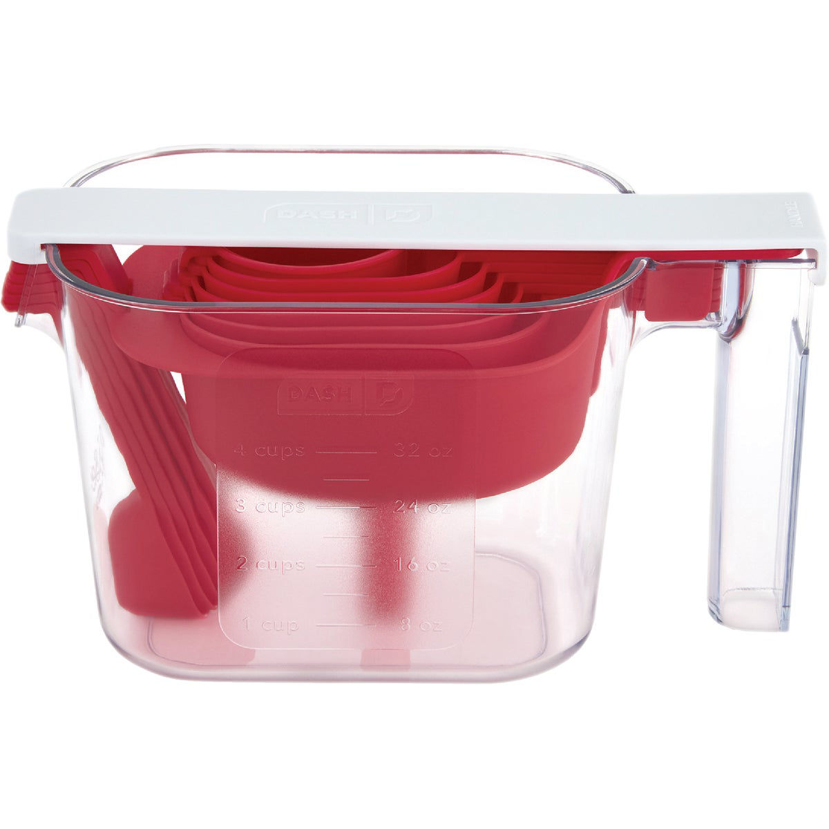 Rise by Dash RSMS150GBRR24 Measuring Cup Set, Clear/Red