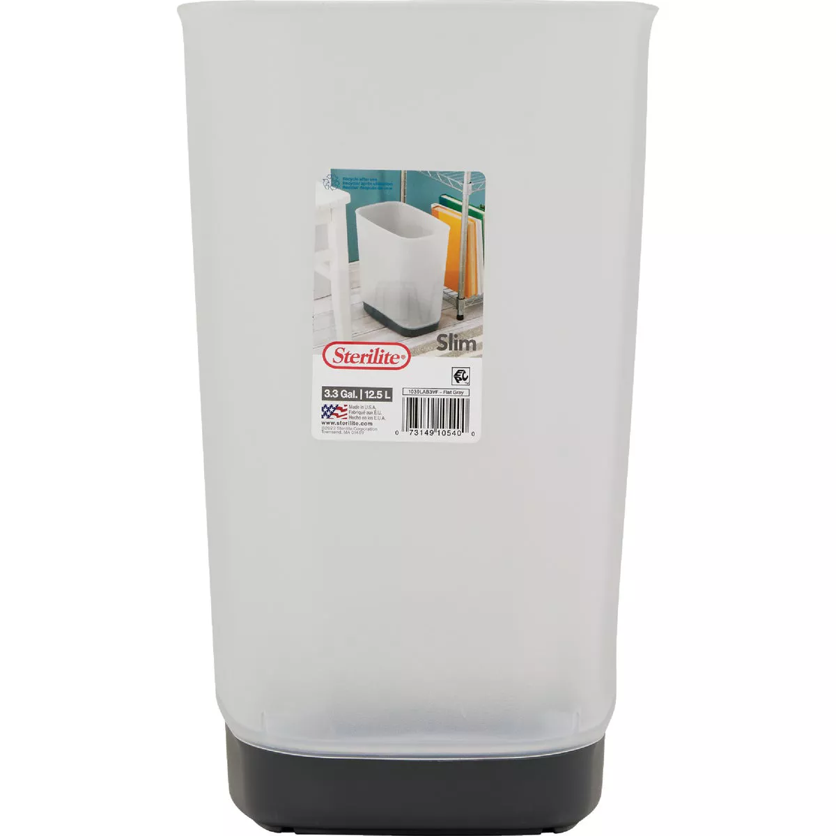 Sterilite 3.3 Gal. Rectangular Slim Wastebasket - photo 2