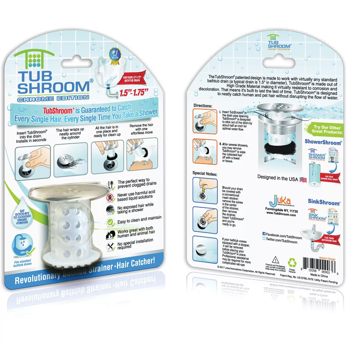 TubShroom Chrome Edition 1.75 In. Chrome Plastic No Clog Drain Stopper - photo 5