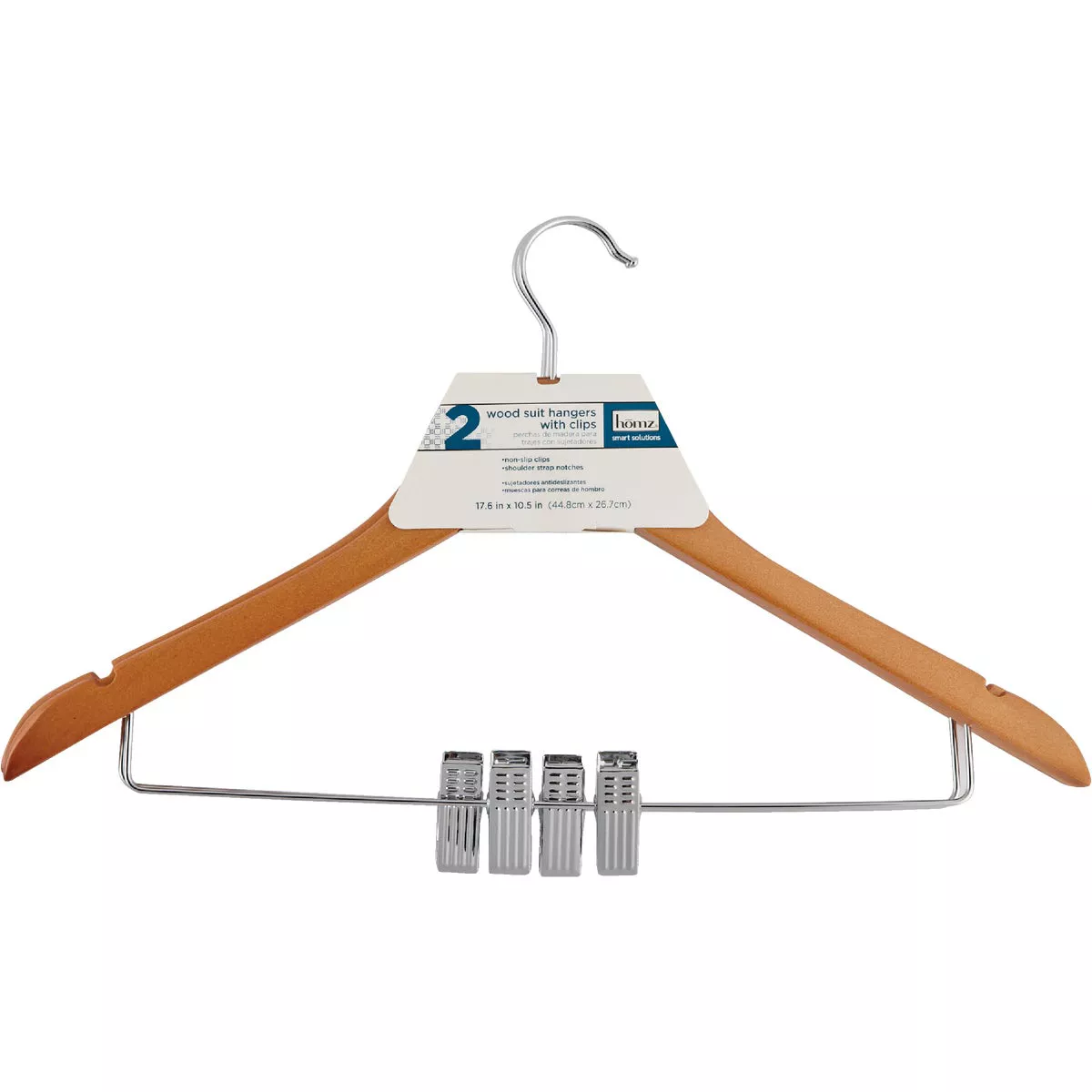 Homz Smart Solutions Lacquered Wood Suit Hanger (2-Pack)