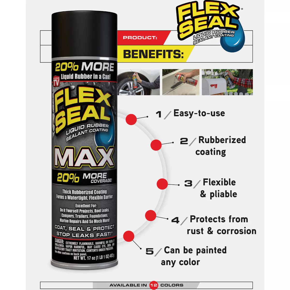 FLEX SEAL MAX 17 Oz. Spray Rubber Sealant, Black - photo 5