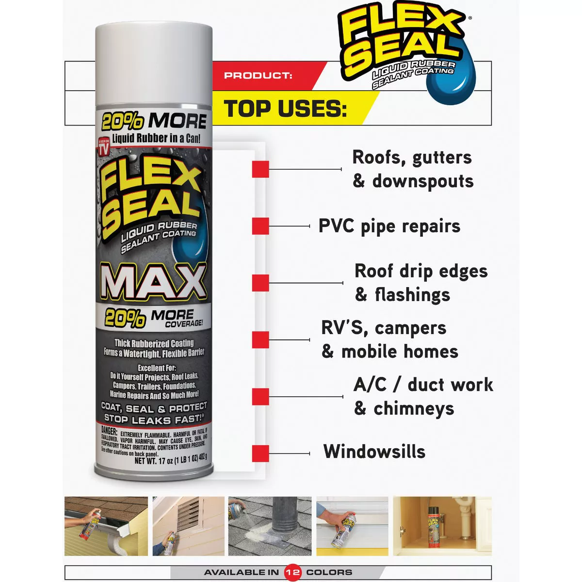 FLEX SEAL MAX 17 Oz. Spray Rubber Sealant, Black - photo 6