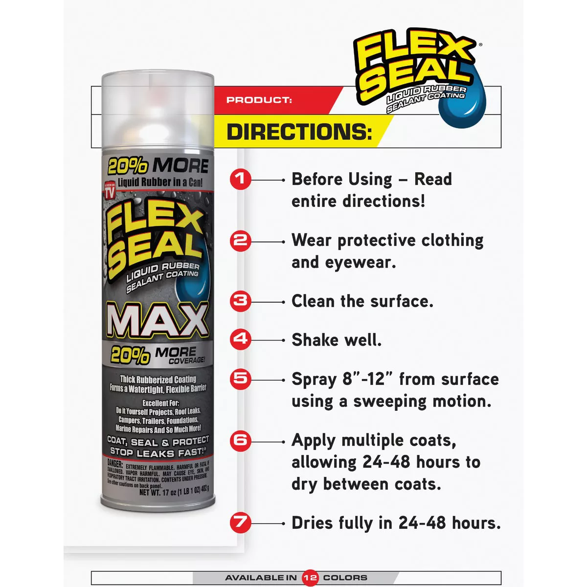 FLEX SEAL MAX 17 Oz. Spray Rubber Sealant, Black - photo 7