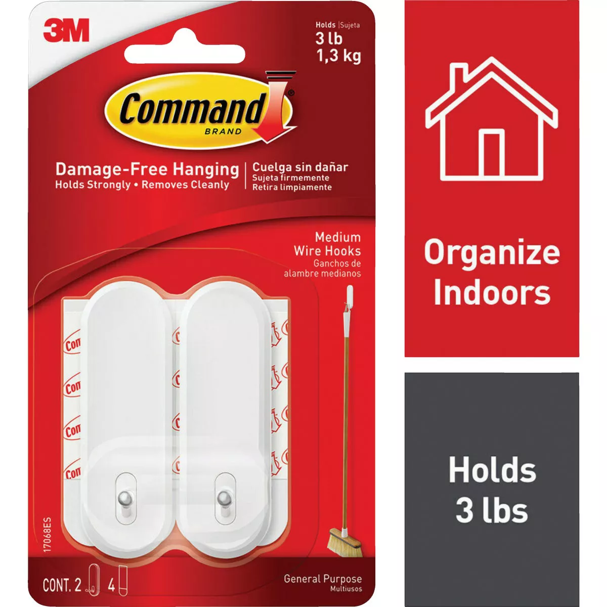 Command Medium Wire Hooks, White, 2 Hooks, 4 Strips - photo 5