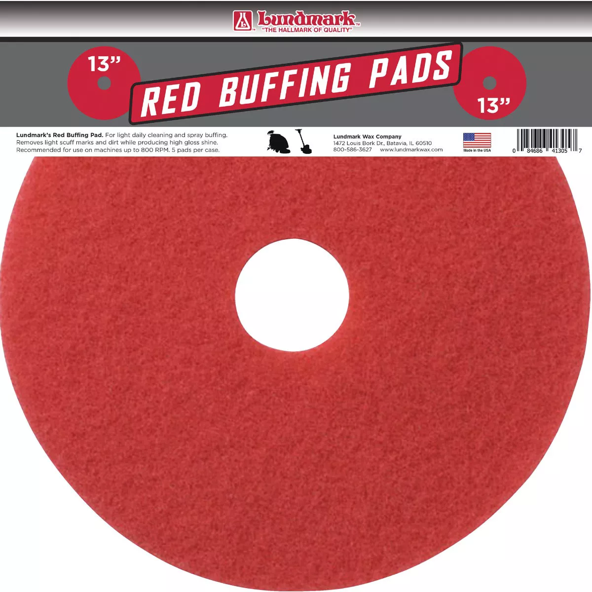 Lundmark 13 In. High Gloss Red Scrub Pad (5-Pack)