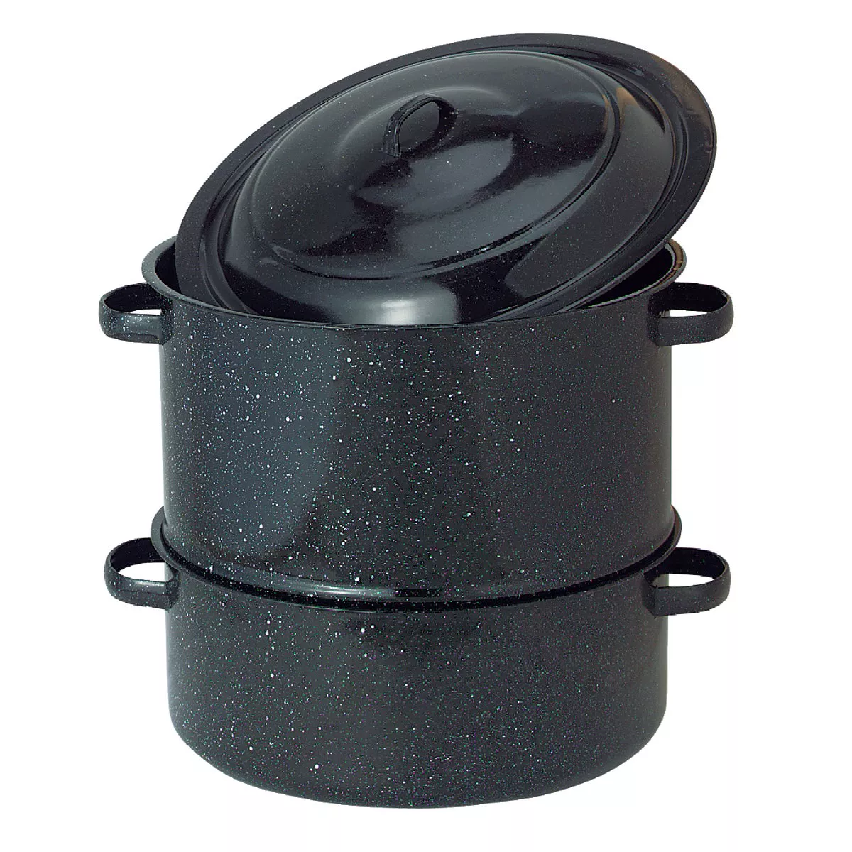 Columbian GraniteWare 19 Qt. Carbon Steel Porcelain Enamel Black Steamer