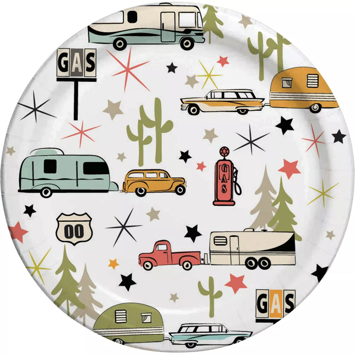 Camp Casual 10 In. Eco-Friendly Road Trip Design Paper Plates (24 Count)
