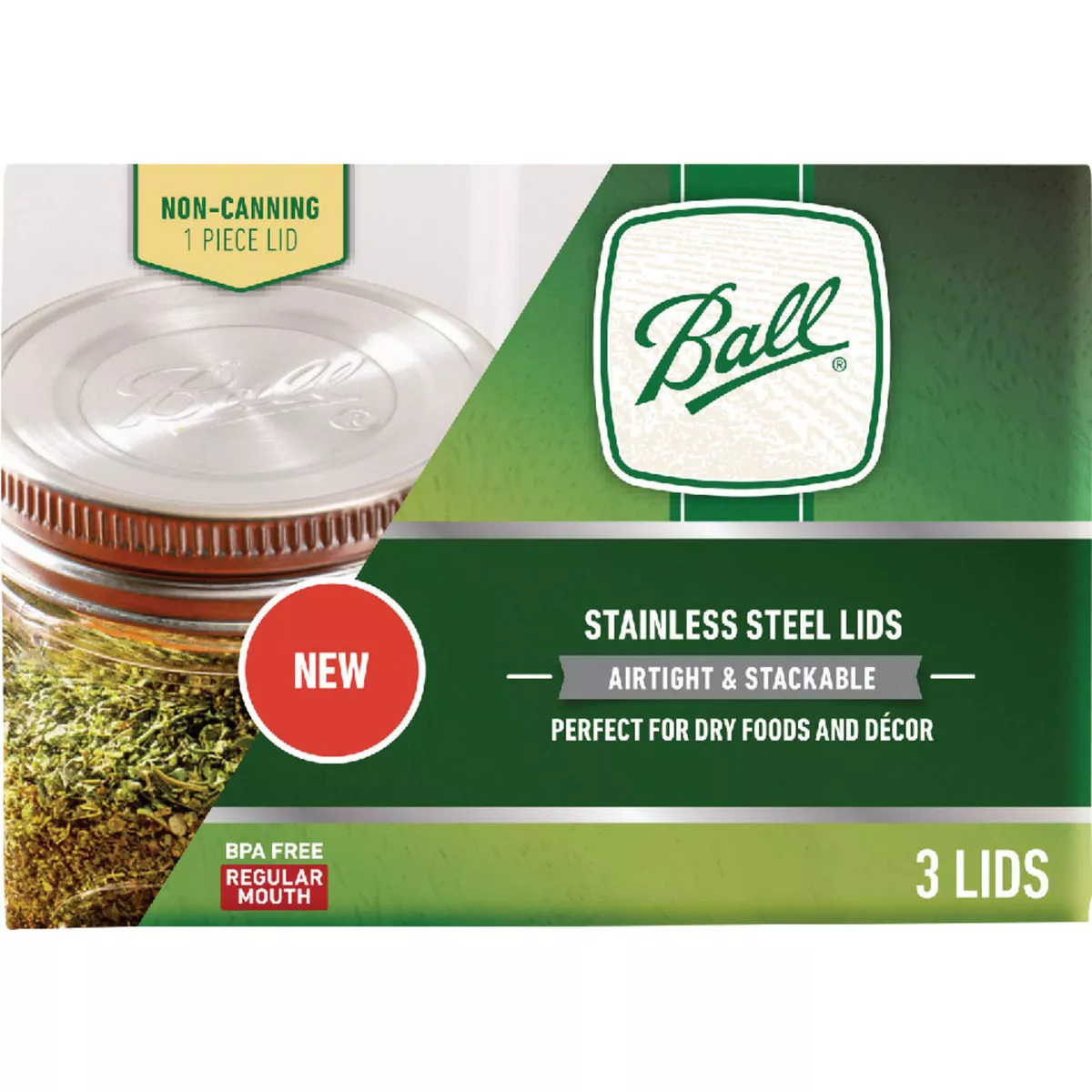 Ball Regular Mouth Stainless Steel Lids (3-Pack) - photo 2