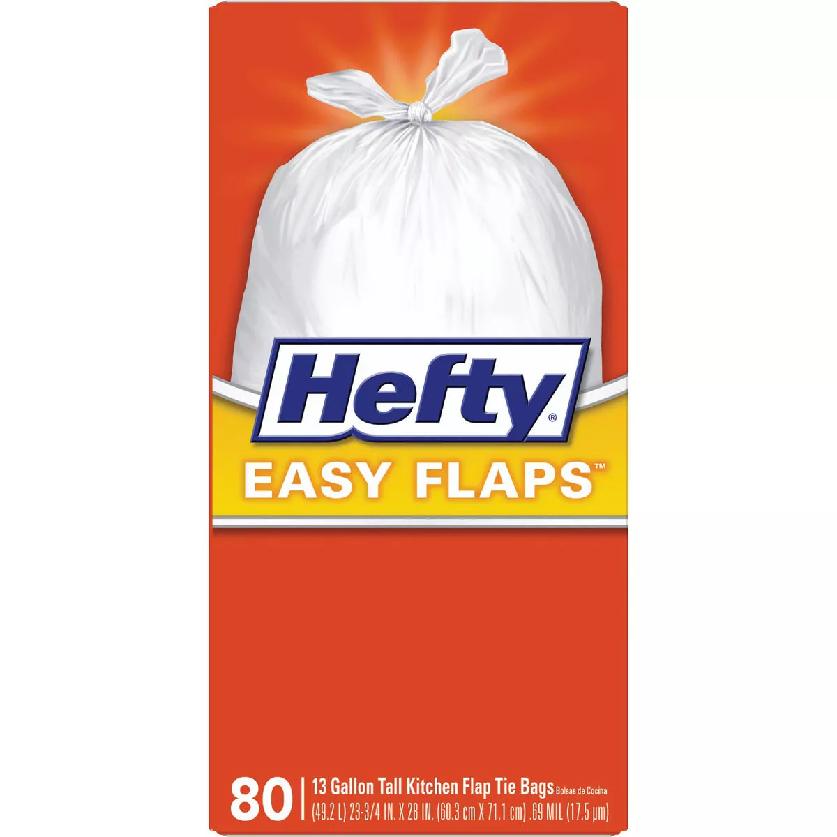 Hefty Easy Flaps 13 Gal. Tall Kitchen White Trash Bag (80-Count)