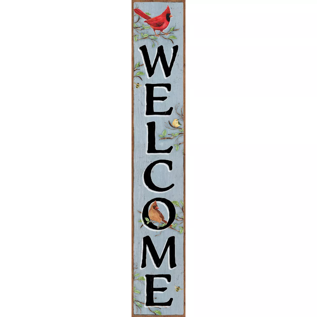 My Word! Welcome Blue Cardinals 8 In. x 46.5 In. Porch Board