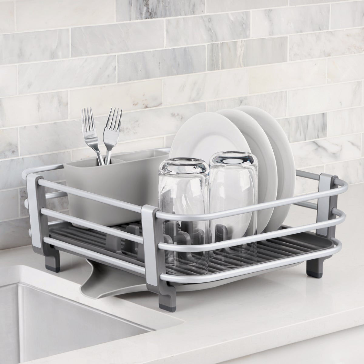 OXO Good Grips Aluminum Frame Dish Rack - Metal - 18" x 6.6" x 15" - Thumbnail 4