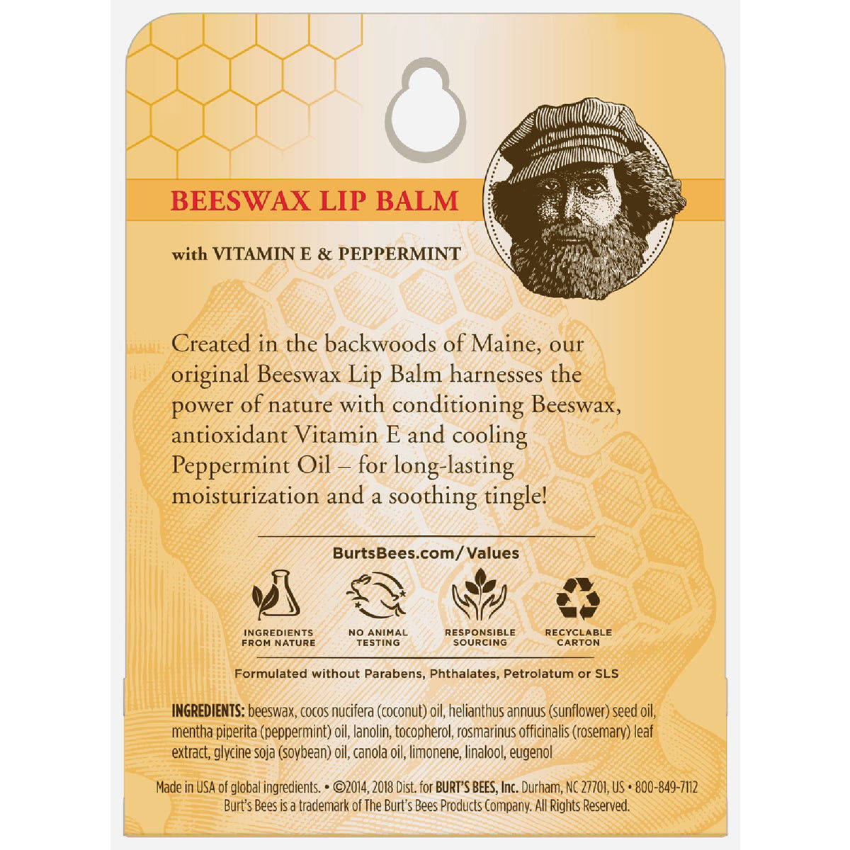 Burt's Bees 100% Natural Origin Beeswax Moisturizing Lip Balm (8