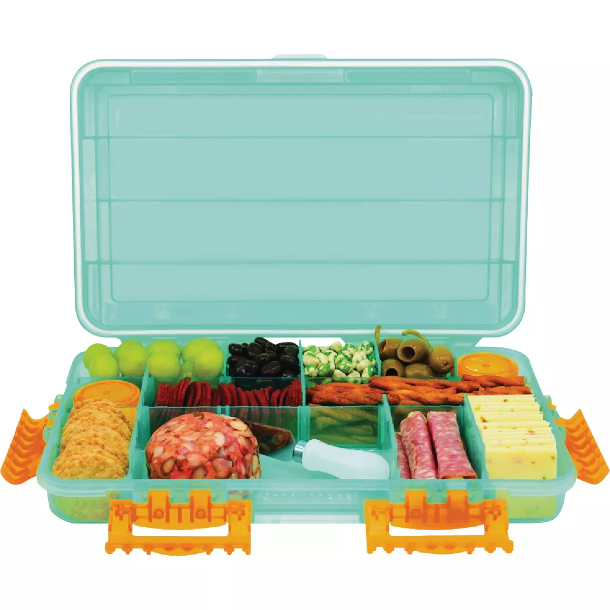 SubSafe Charcuterie Safe Light Blue & Neon Orange Food Storage Set