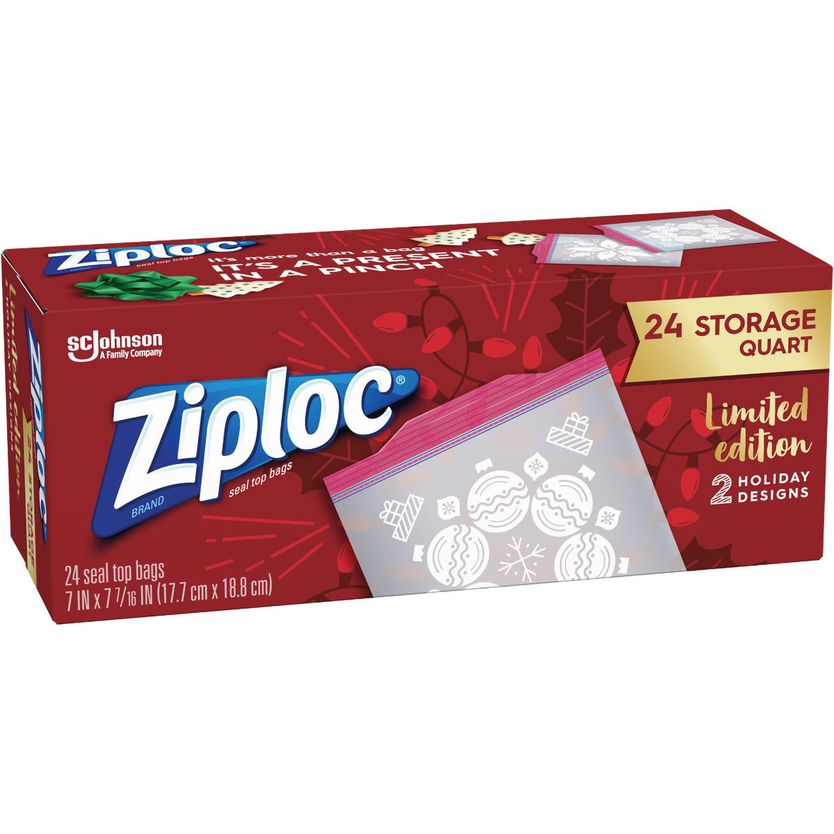 Ziploc Brand Holiday Storage Quart Bags, 24 CT