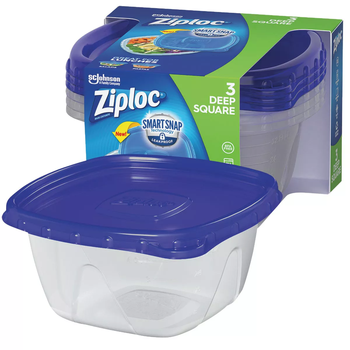 Ziploc 1.25 Qt. Clear Square Food Storage Container with Lids (3-Pack)