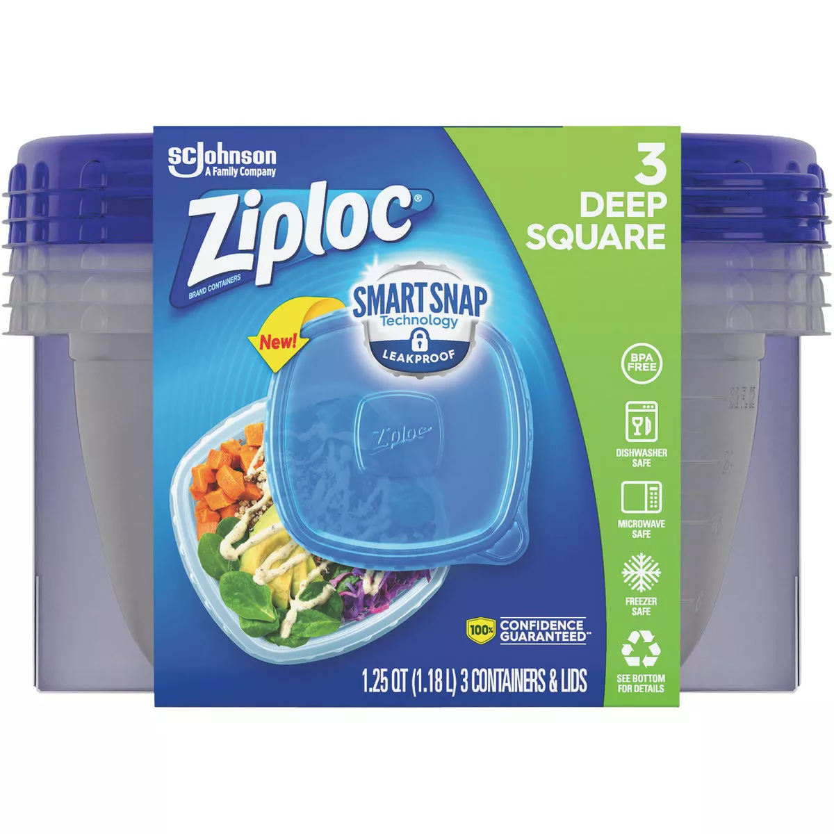 Ziploc 1.25 Qt. Clear Square Food Storage Container with Lids (3-Pack) - photo 3