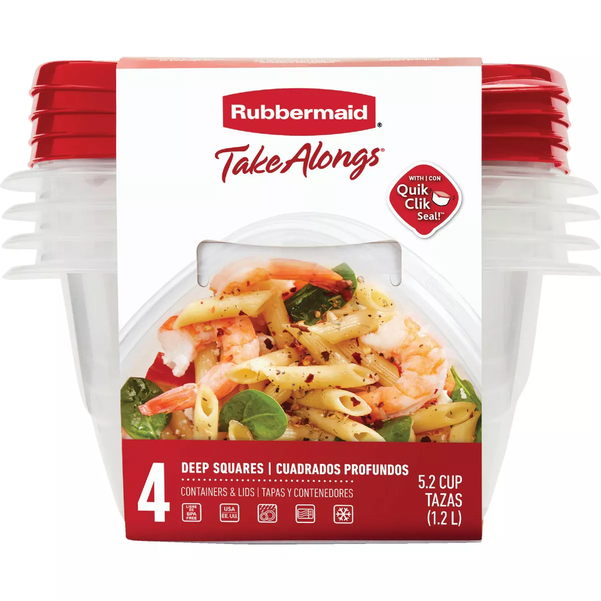 Rubbermaid TakeAlongs 5.2 C. Clear Square Food Storage Container with Lids (4-Pack) - photo 2