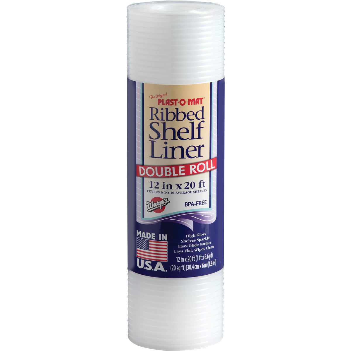 Plast-O-Mat Ribbed Nonadhesive White Shelf Liner