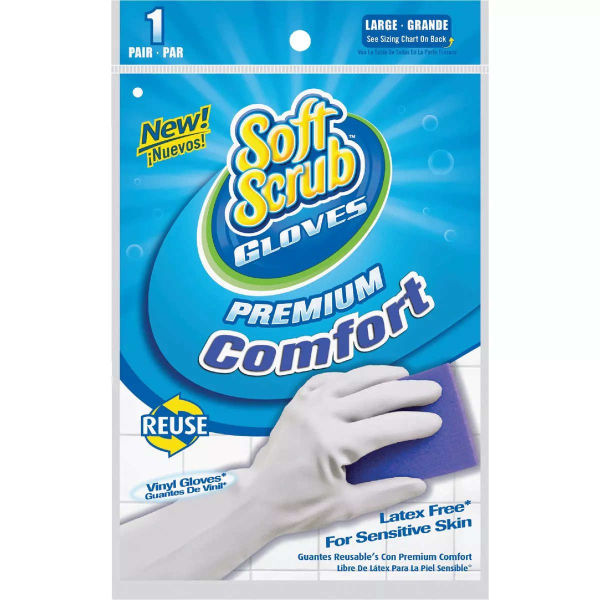 Soft Scrub Large Premium Comfort Vinyl Rubber Glove