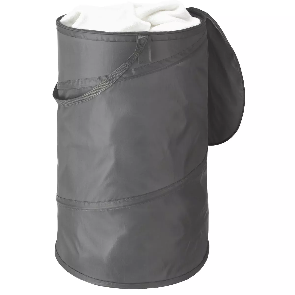 Whitmor 15 In. Savy Gray Pop and Fold Collapsible Hamper with Lid