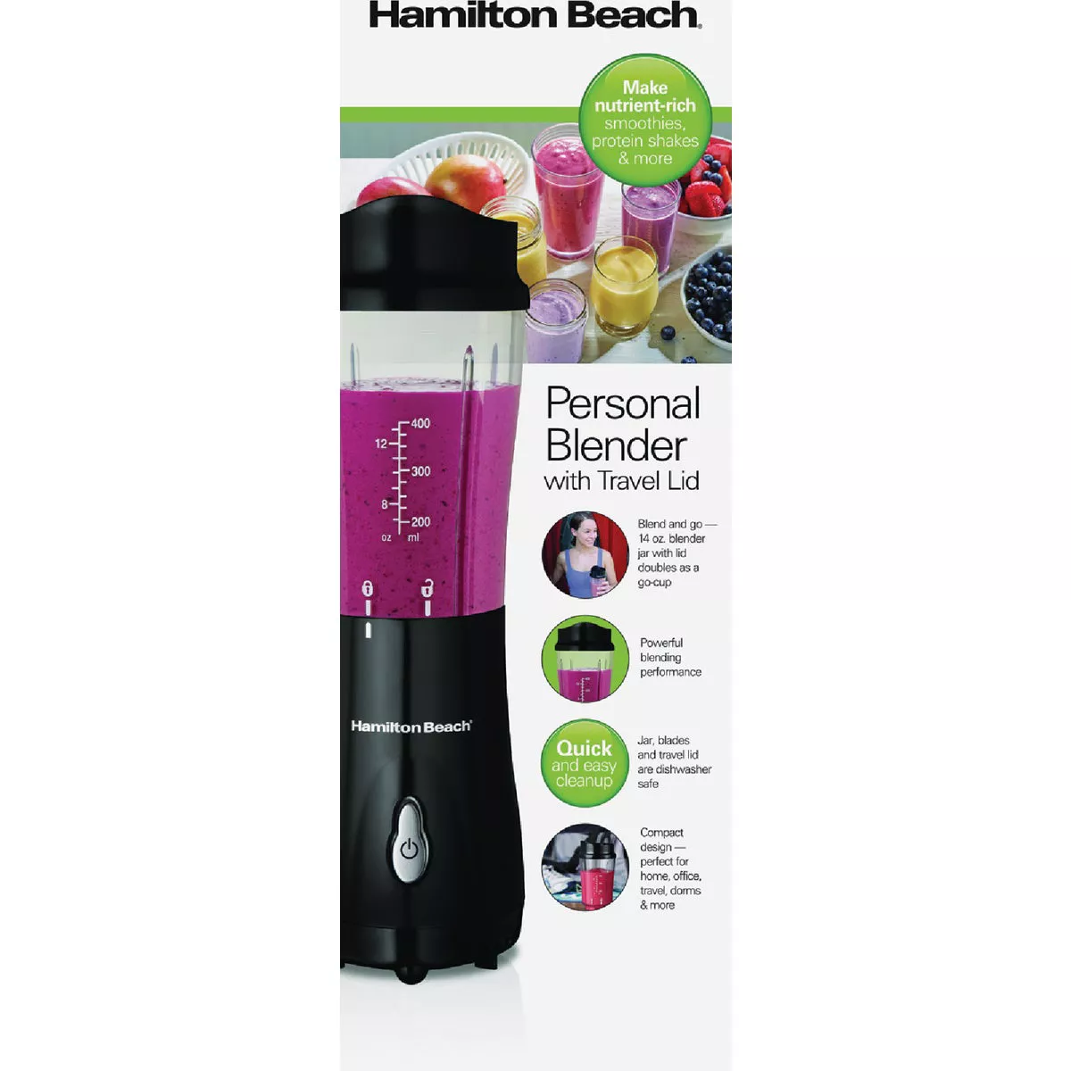 Hamilton Beach 14 Oz. Black Personal Blender with Travel Lid - photo 3