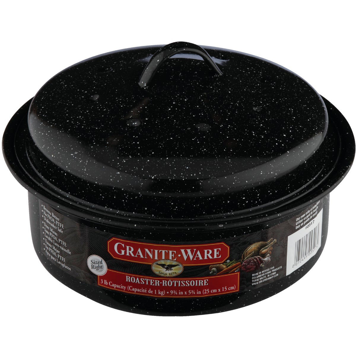 GraniteWare 3 Lb. Black Covered Round Roaster