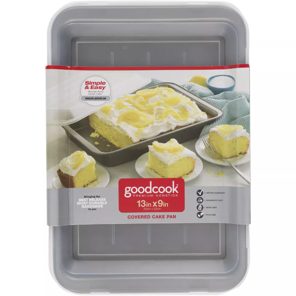 Goodcook 13 In. x 9 In. Non-Stick Cake Pan with Plastic Snap-Closure Lid - photo 2