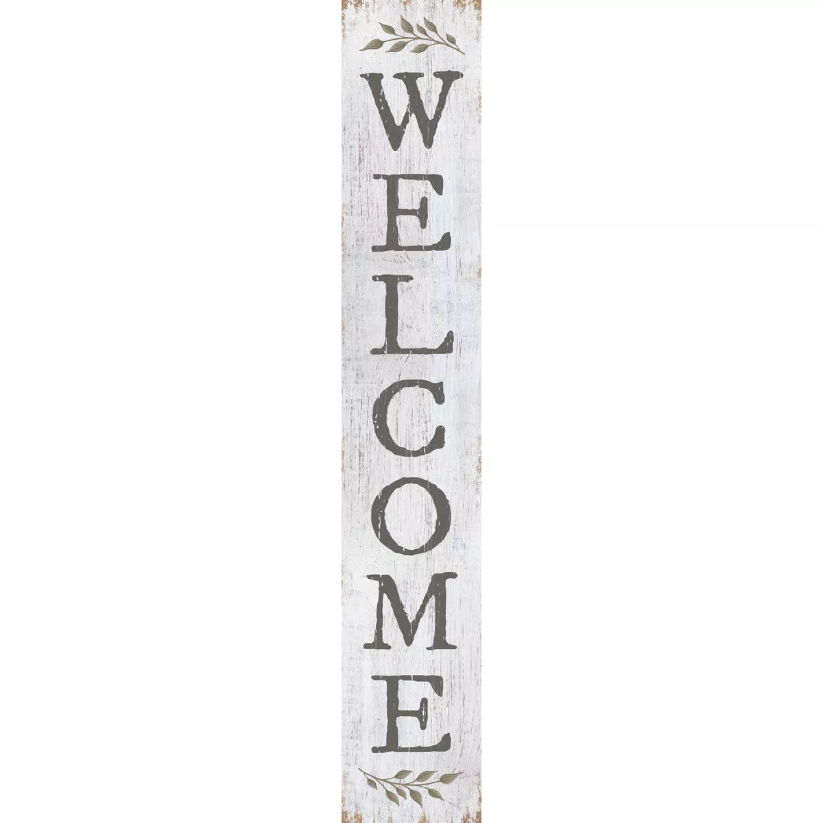 My Word! Welcome White with Sprigs 8 In. x 46.5 In. Porch Board