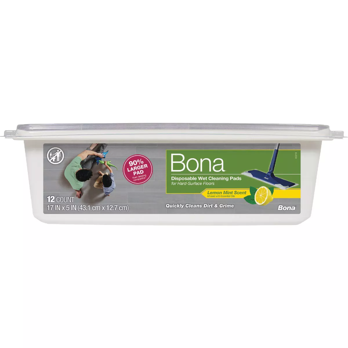Bona Lemon Mint Disposable Wet Cleaning Pads for Hard-Surface Floors (12-Count)