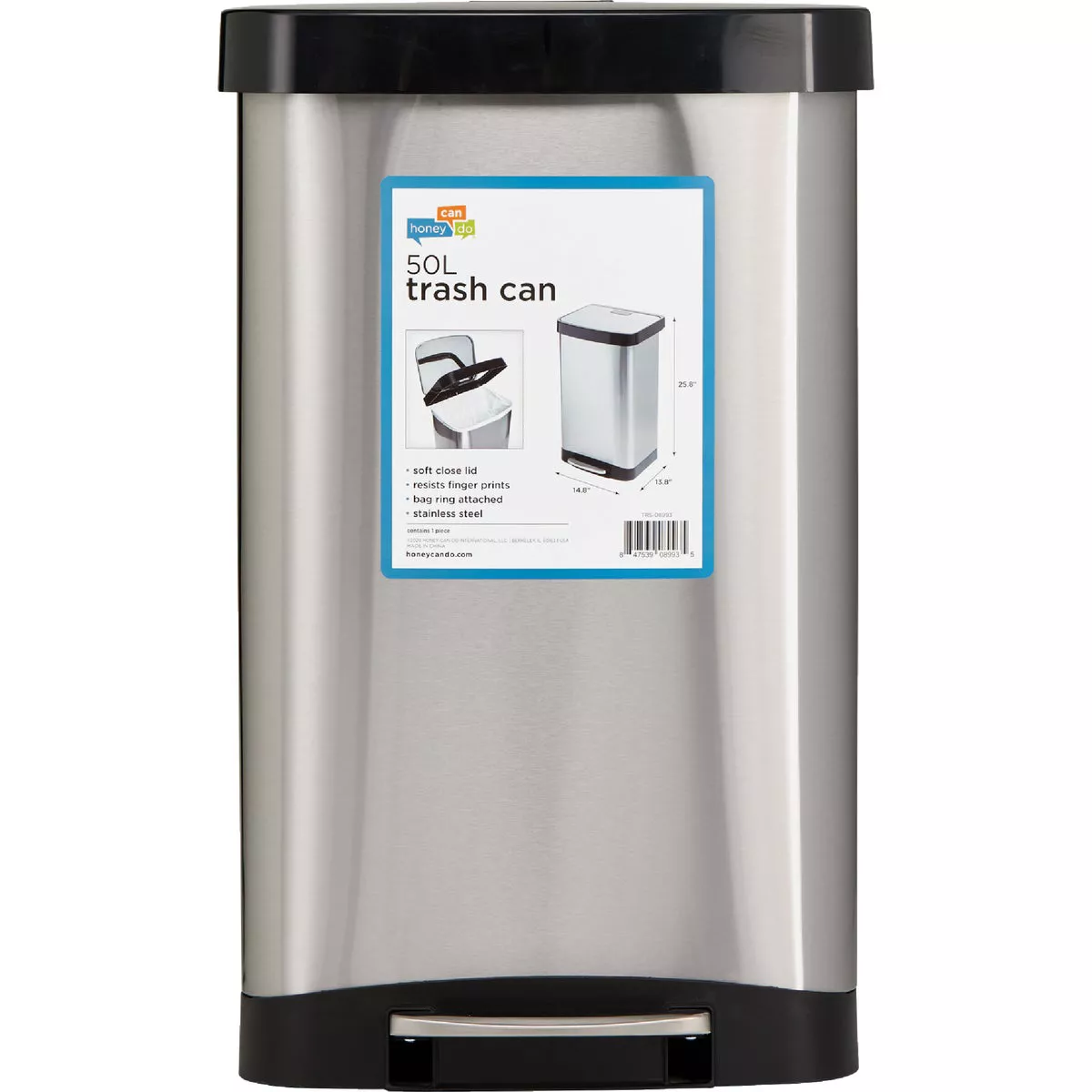 Ninestars 13.2 Gal. Stainless Steel Foot Pedal Trash Can - photo 2