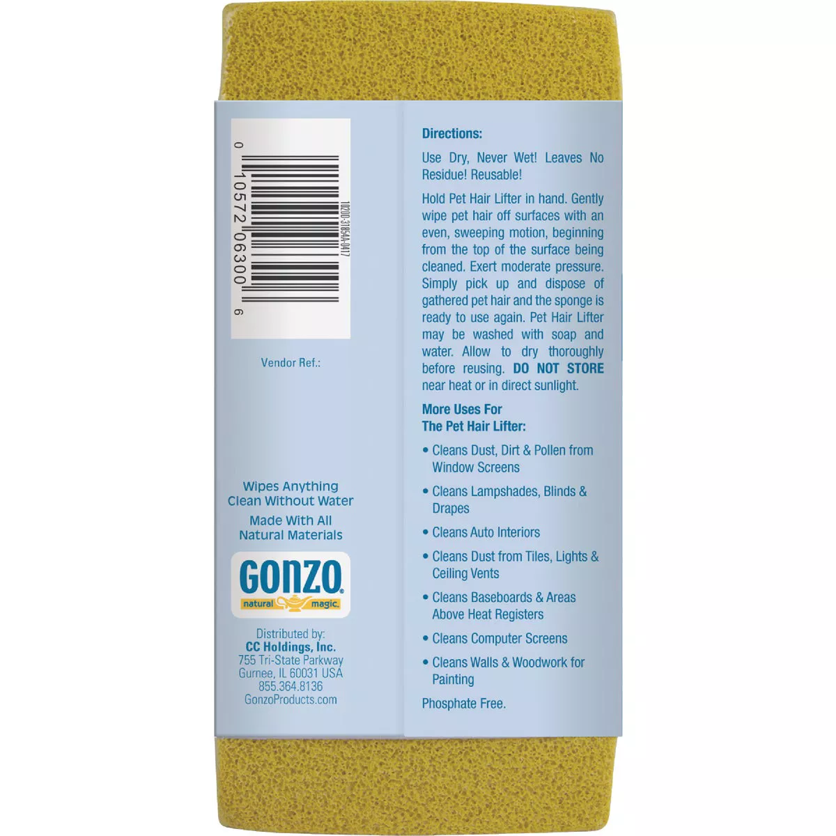 Gonzo 2.75 In. W. x 5.75 In. L. Pet Hair Lifter Sponge - photo 2