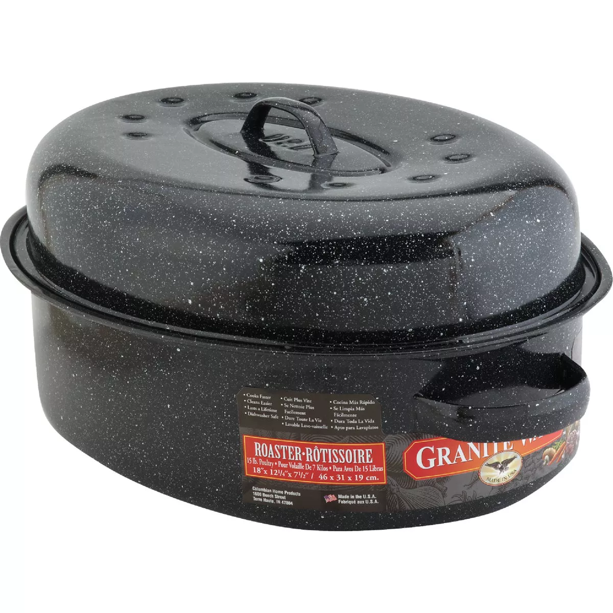 GraniteWare 18 In. Black Covered Oval Roaster Pan - photo 2