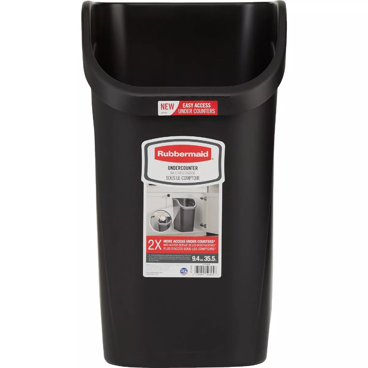 Rubbermaid 9.4 Gal. Black Undercounter Wastebasket - photo 3