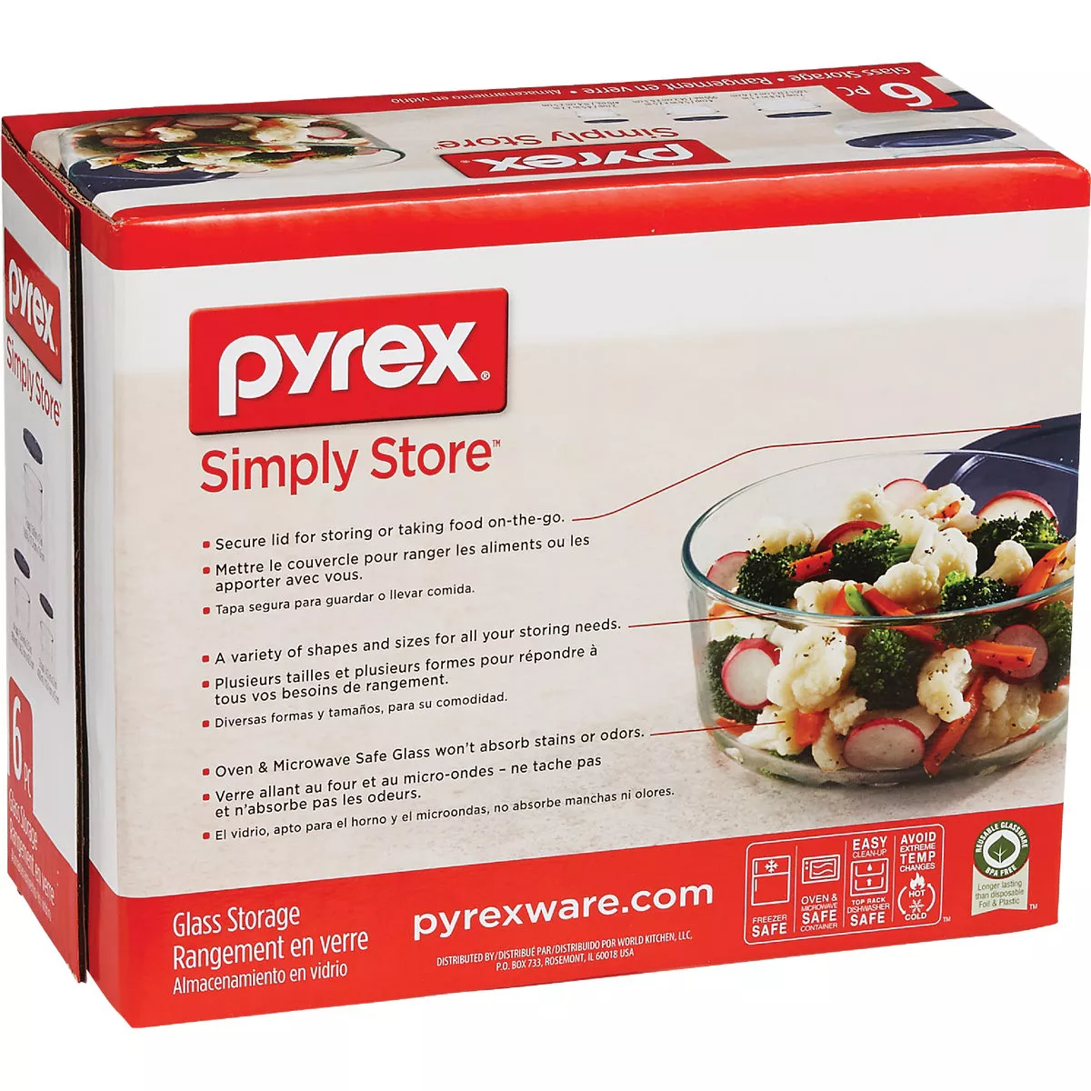 Pyrex Simply Store Round Glass Storage Container Set with Lids (6-Piece) - photo 2