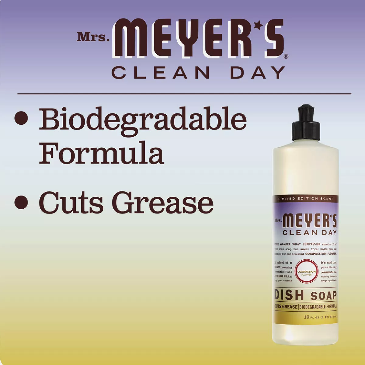 Mrs. Meyer's Clean Day 16 Oz. Compassion Flower Liquid Dish Soap - photo 4
