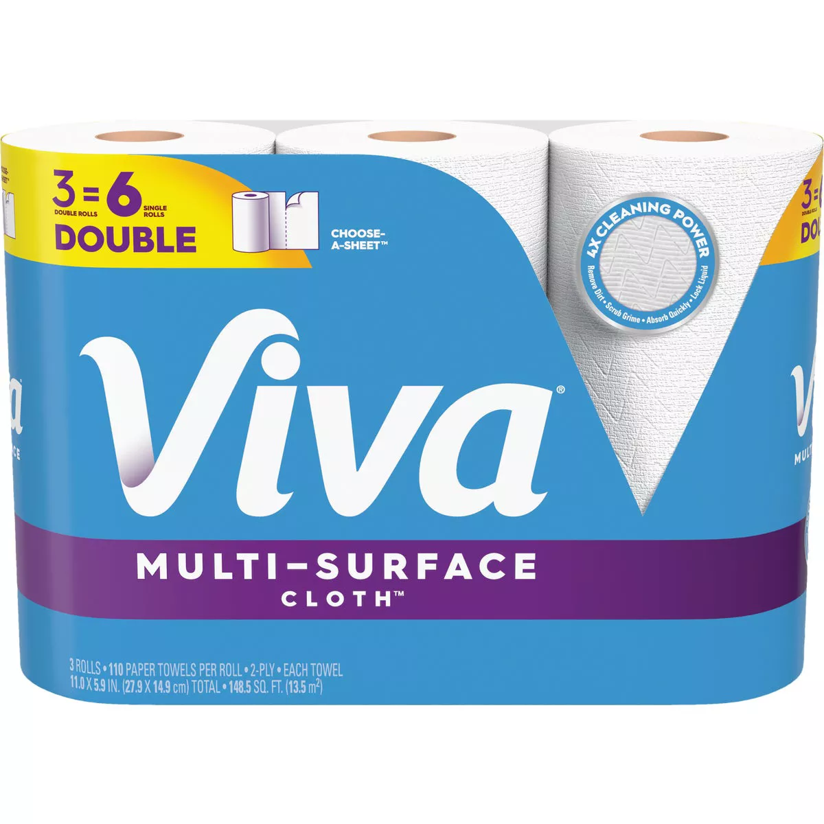 Viva Multi-Surface Cloth Choose-A-Sheet Paper Towels (3 Double Rolls)