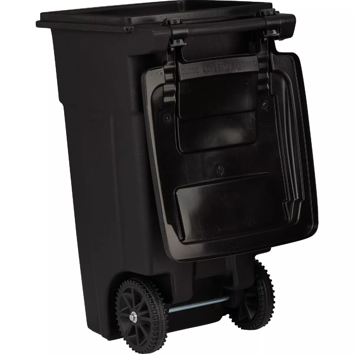 Toter 32 Gal. Black Outdoor Trash Can With Attached Lid and Wheels - photo 2