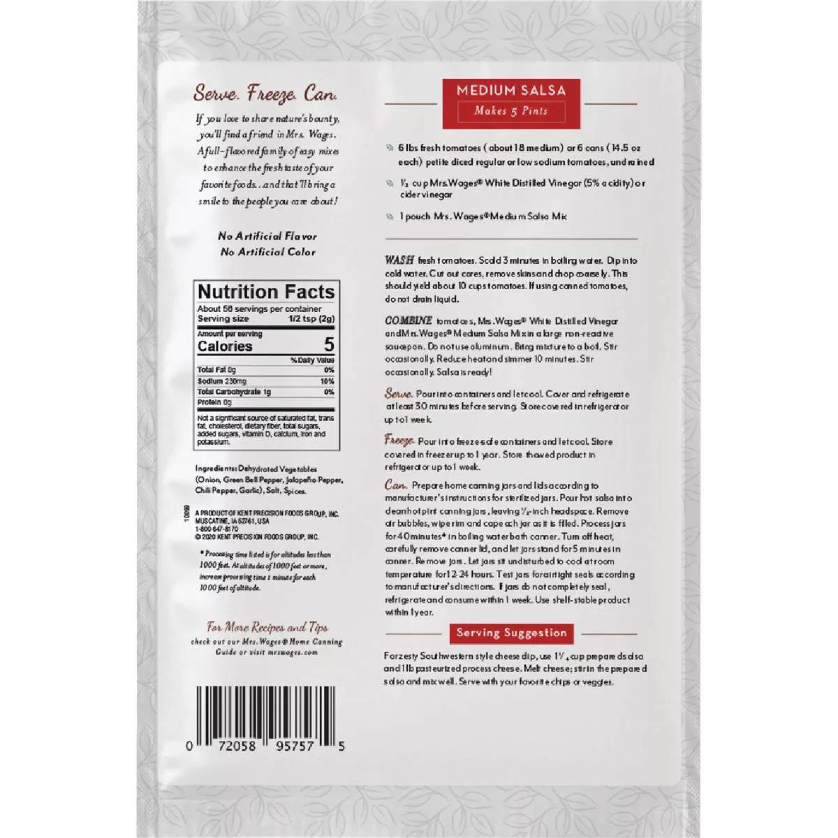 Mrs. Wages 4 Oz. Medium Salsa Tomato Mix - photo 2