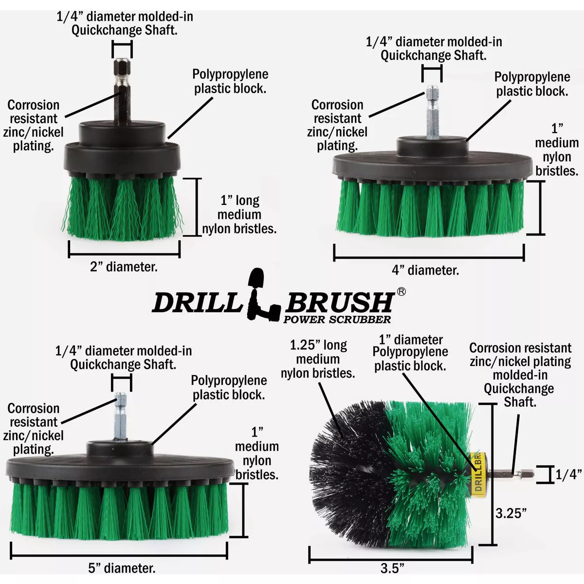 Drillbrush Kitchen Medium Green Drill Brush (4 Piece) - photo 6