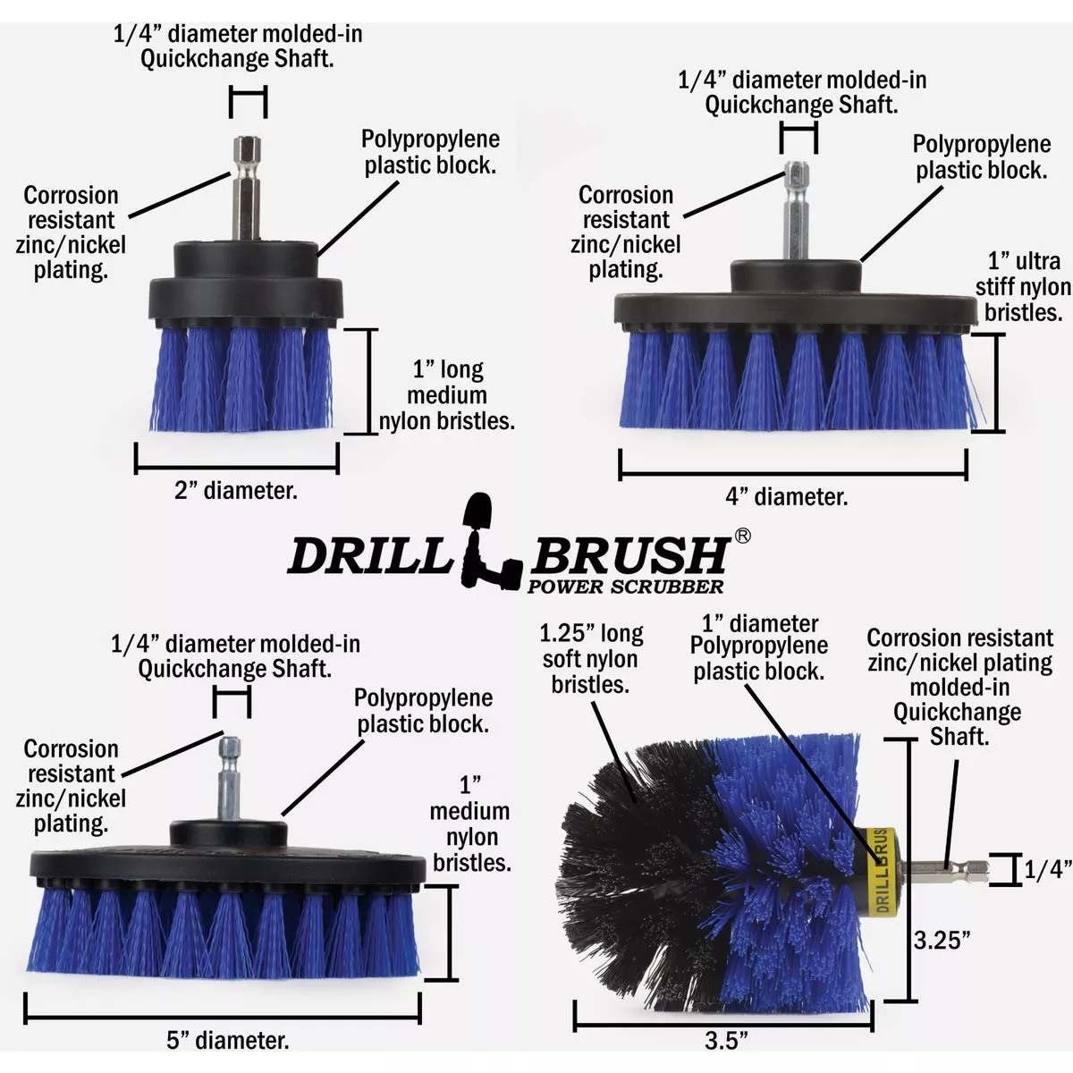 Drillbrush Pool & Marine Medium Blue Drill Brush (4 Piece) - photo 6