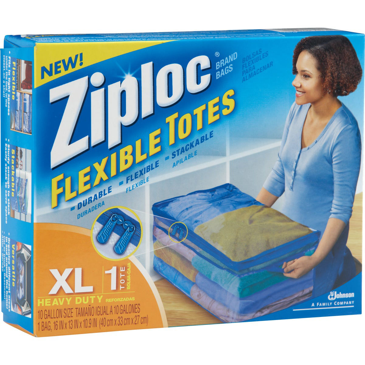 Ziploc Flexible XL 10 Gallon Heavy Duty Clothes Storage Bag Tote