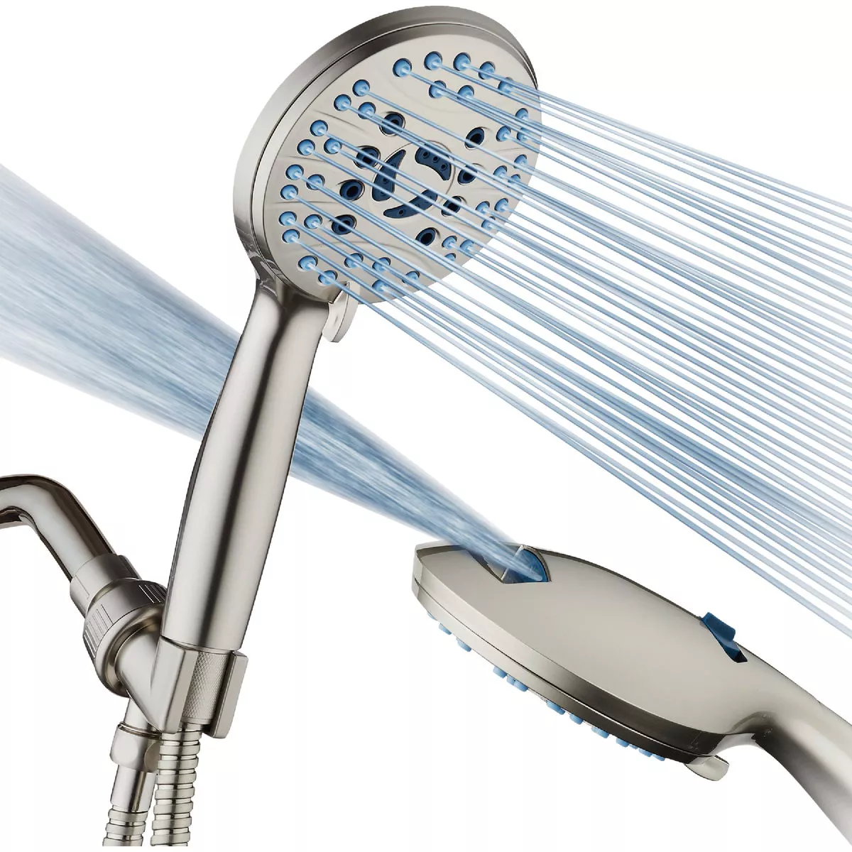 AquaCare Brushed Nickel 6-Setting Handheld Shower Head