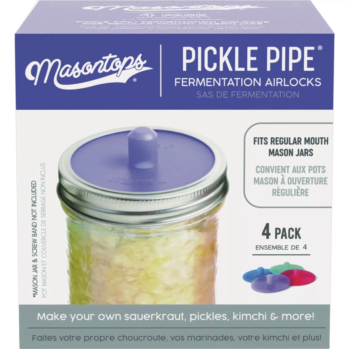 Masontops Regular Mouth Pickle Pipe Silicone Fermentation Airlocks (4-Pack) - photo 4