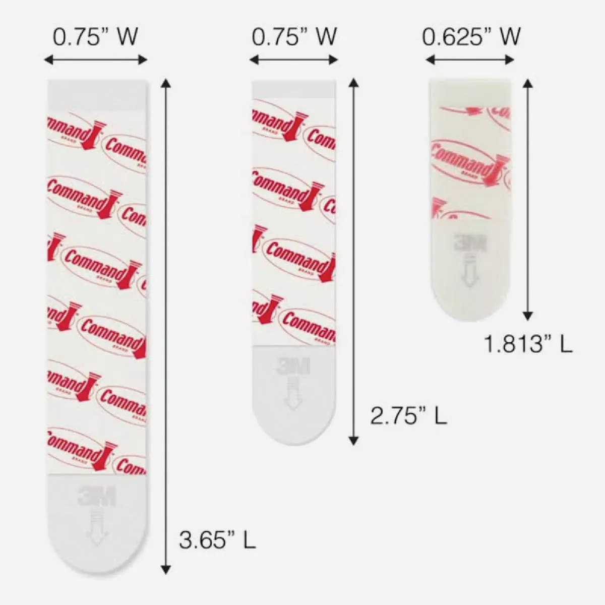 Command Assorted Adhesive Strips, White, 8 Small, 4 Medium, 4 Large Strips - photo 7