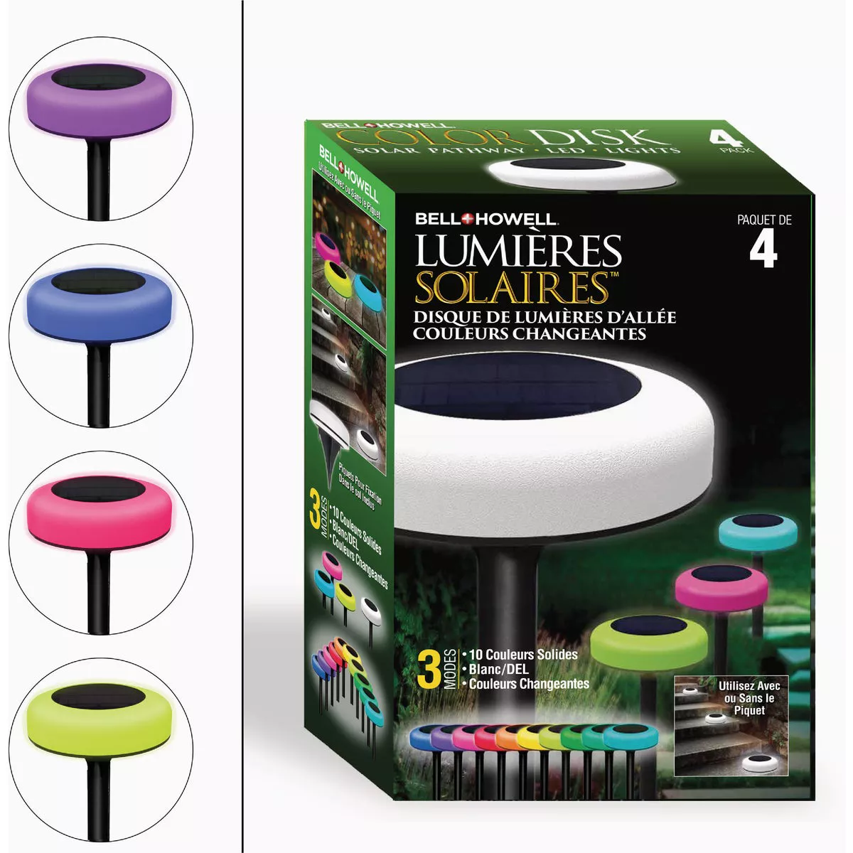Bell+Howell Color Changing Disk Lights (4-Pack) - photo 2