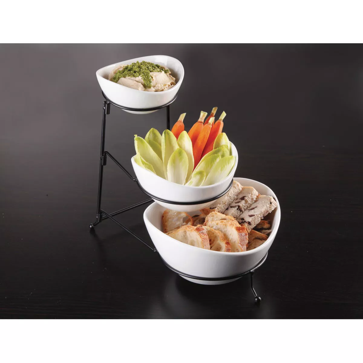 Gibson Home Elite Gracious Dining 3-Tier Oval Serving Bowls with Stand (4-Piece) - photo 3