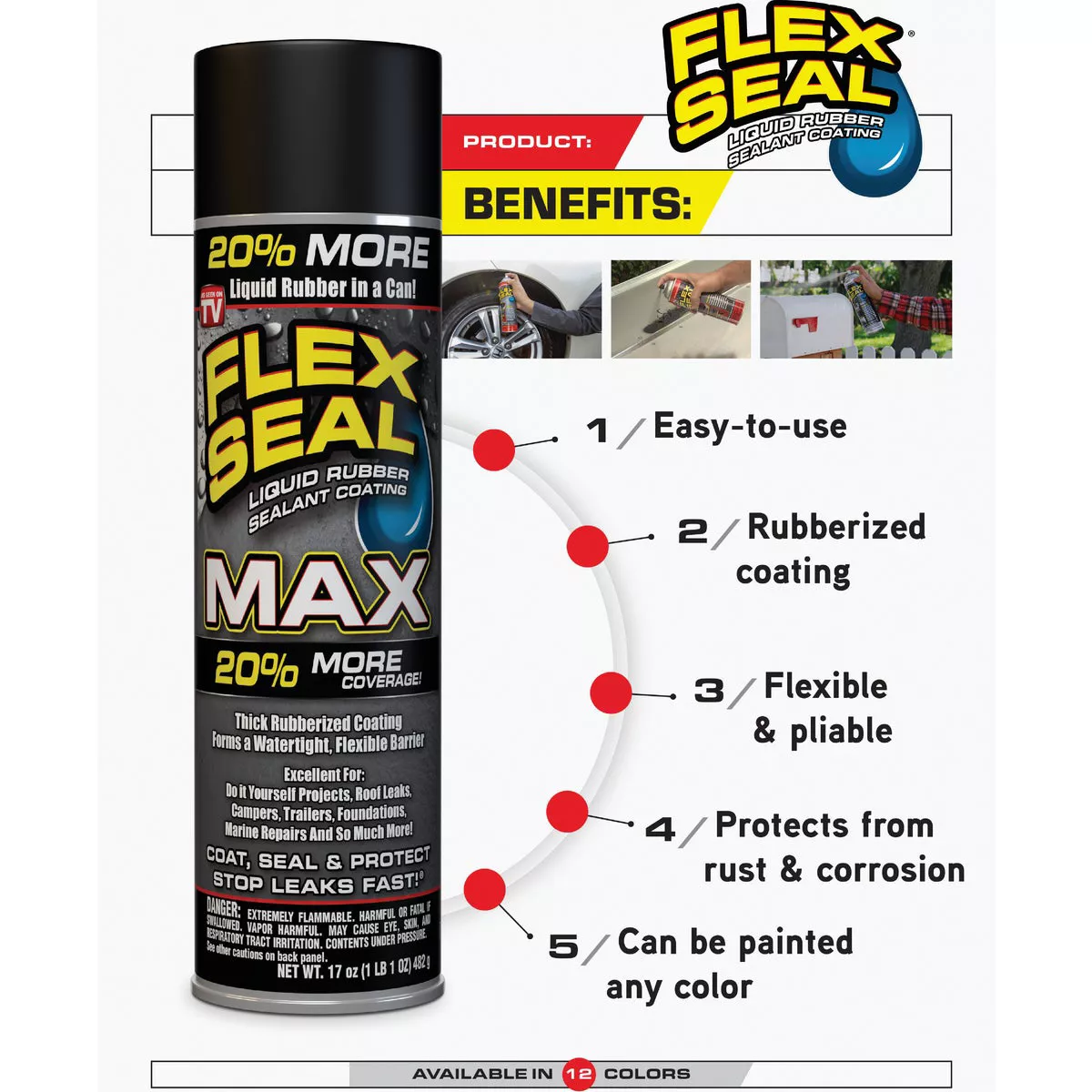 FLEX SEAL MAX 17 Oz. Spray Rubber Sealant, Clear - photo 5