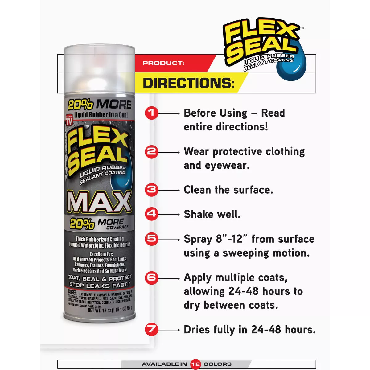 FLEX SEAL MAX 17 Oz. Spray Rubber Sealant, Clear - photo 7