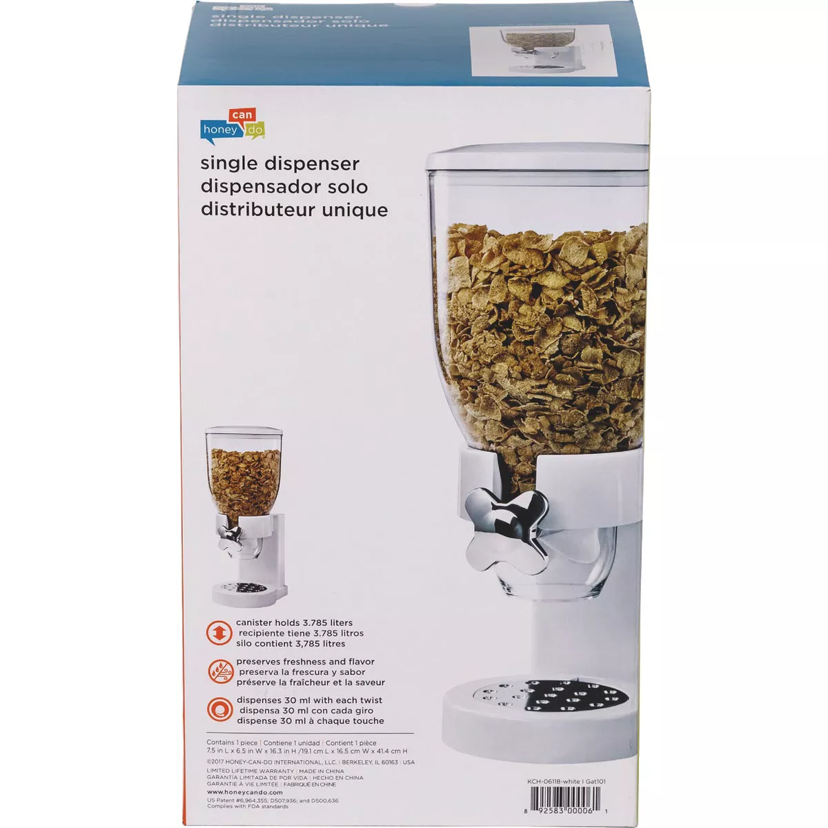 Honey Can Do 17.5 Oz. White Dry Food Dispenser with Portion Control - photo 2