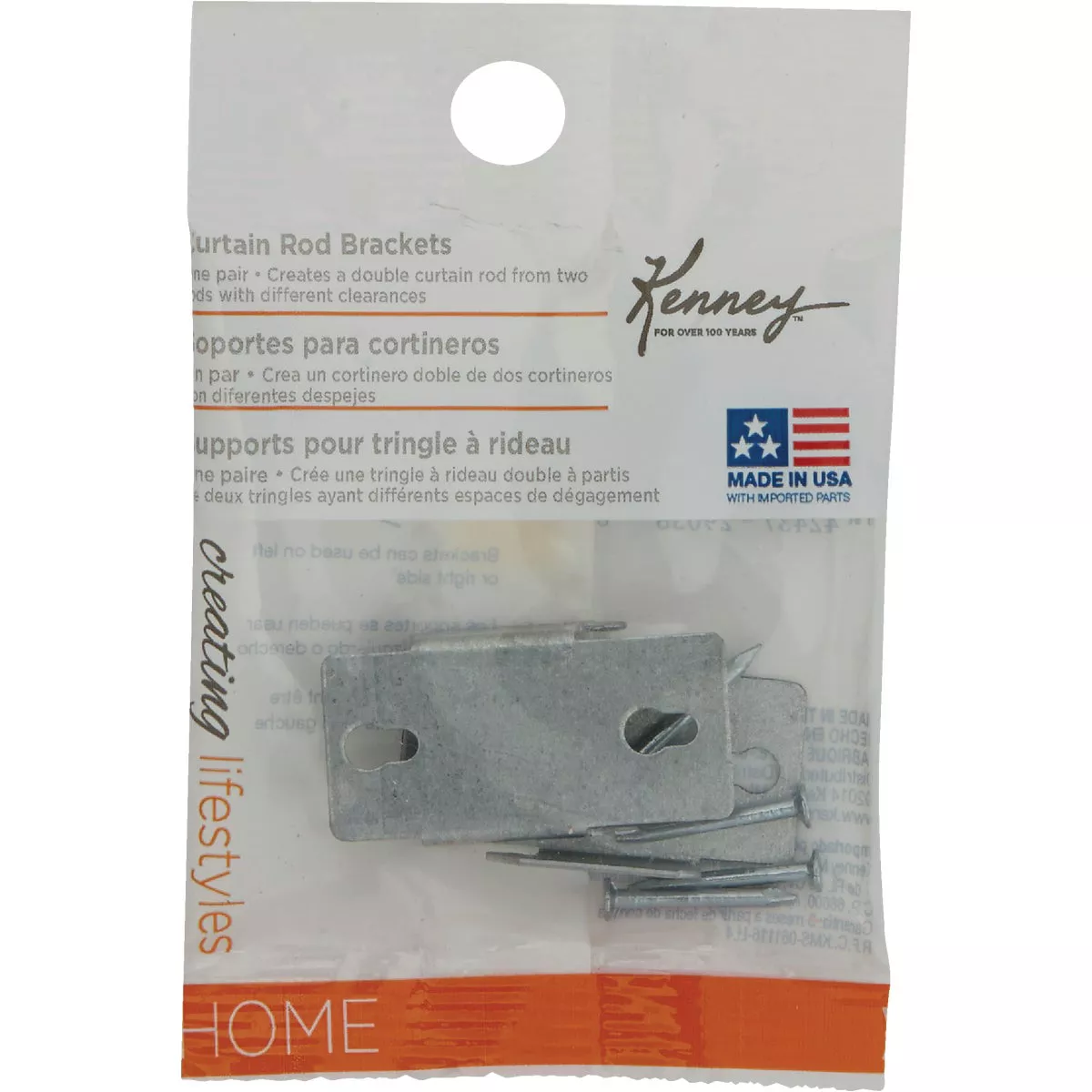 Kenney Double Silver Curtain Rod Bracket (2-Pack) - photo 2